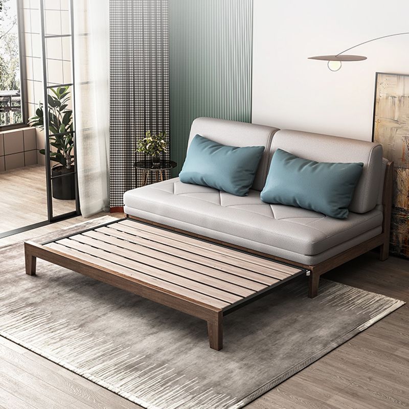 Contemporary Convertible Armless Faux Leather Stain Resistant Bed Settee
