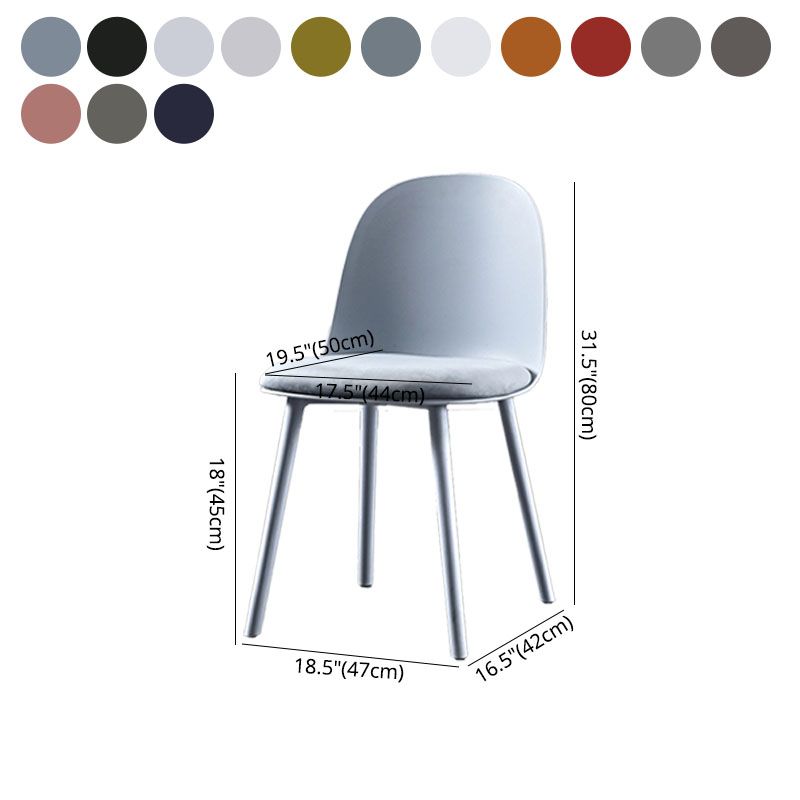 Silla lateral de comedor de plástico de estilo escandinavo, silla sin brazos con respaldo abierto para el hogar