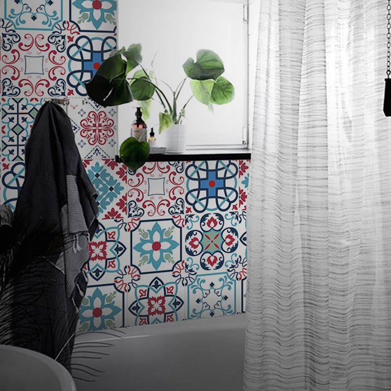 Mosaic Tiles Wallpaper Panel Set Peel and Paste Bohemian Bathroom Wall Decor, 3.5' L x 23.5" W