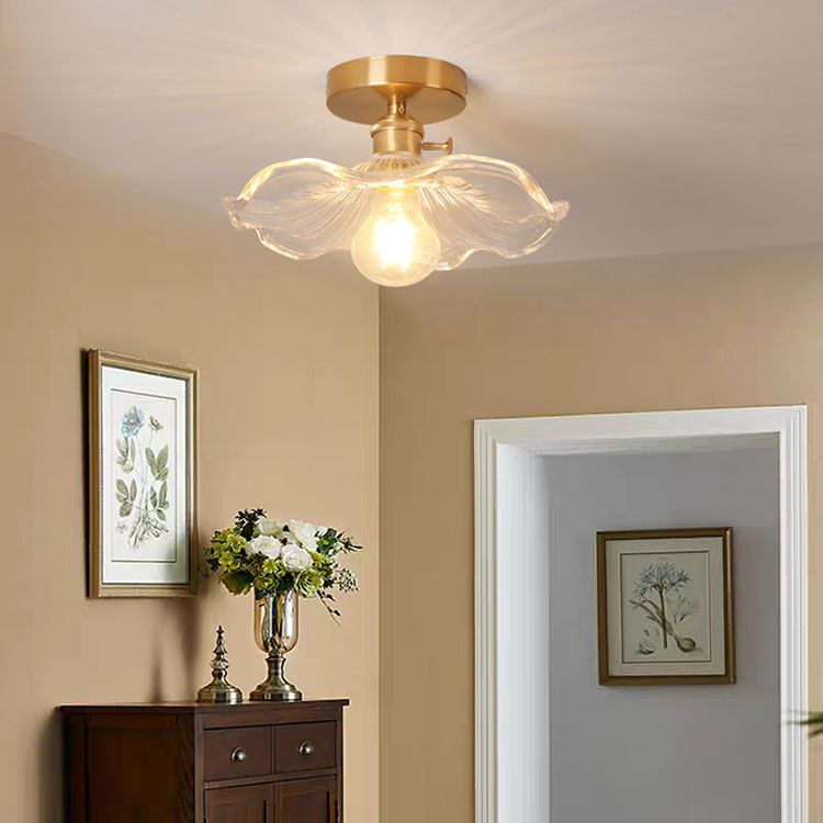 Plafonnier en forme de lotus, plafonnier en cuivre de style colonial pour couloir