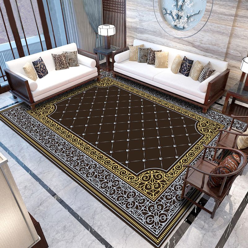 Alfombra de alfombra de área tradicional alfombra de poliéster lavable de alfombra interior con respaldo sin deslizamiento