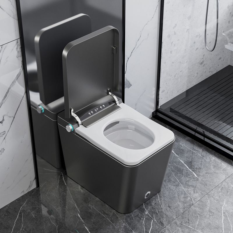 Modern Floor Mount Flush Toilet Heated Seat Included Toilet Bowl for Washroom