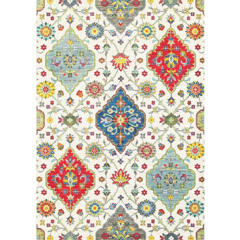 Multicolor Moroccan Indoor Rug Synthetics Jacquard Printed Carpet Non-Slip Stain Resistant Machine Washable Rug for Home