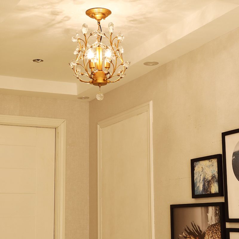 3-Lights American Style Crystal Kronleuchter 33 "breite Zweige geformte Beleuchtungsstoffe für Schlafzimmer Esszimmer