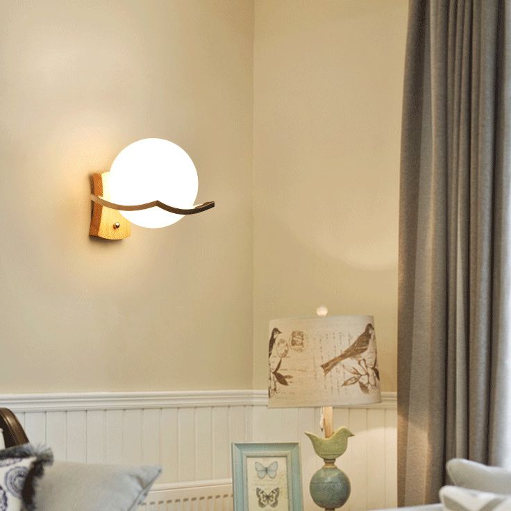 Living Room One Head Wall Sconce Modern Wood Style Wall Mounted Light Fixture