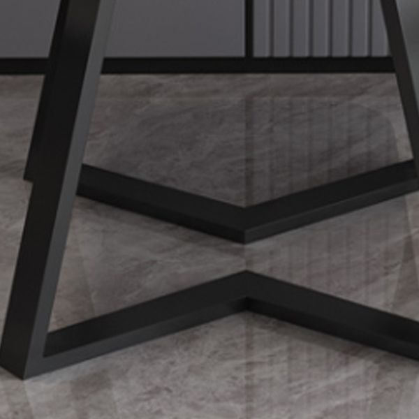 Modern Wood Dining Table Square Dining Table with Double Pedestal for Home