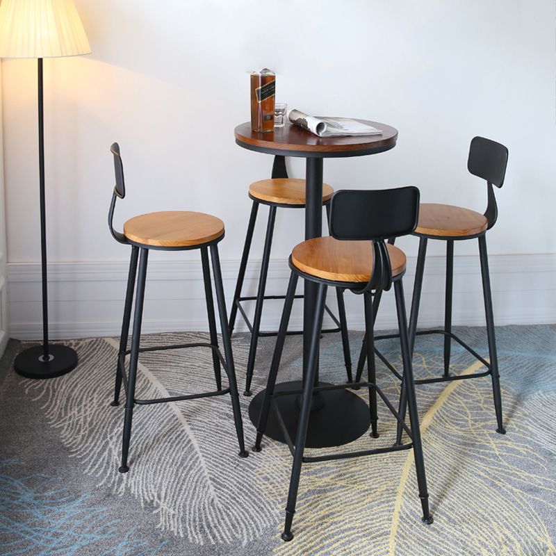 Industrial Solid Wood Bar Table Set 1/2/5 Pieces Fixed Bistro Set for Home Use