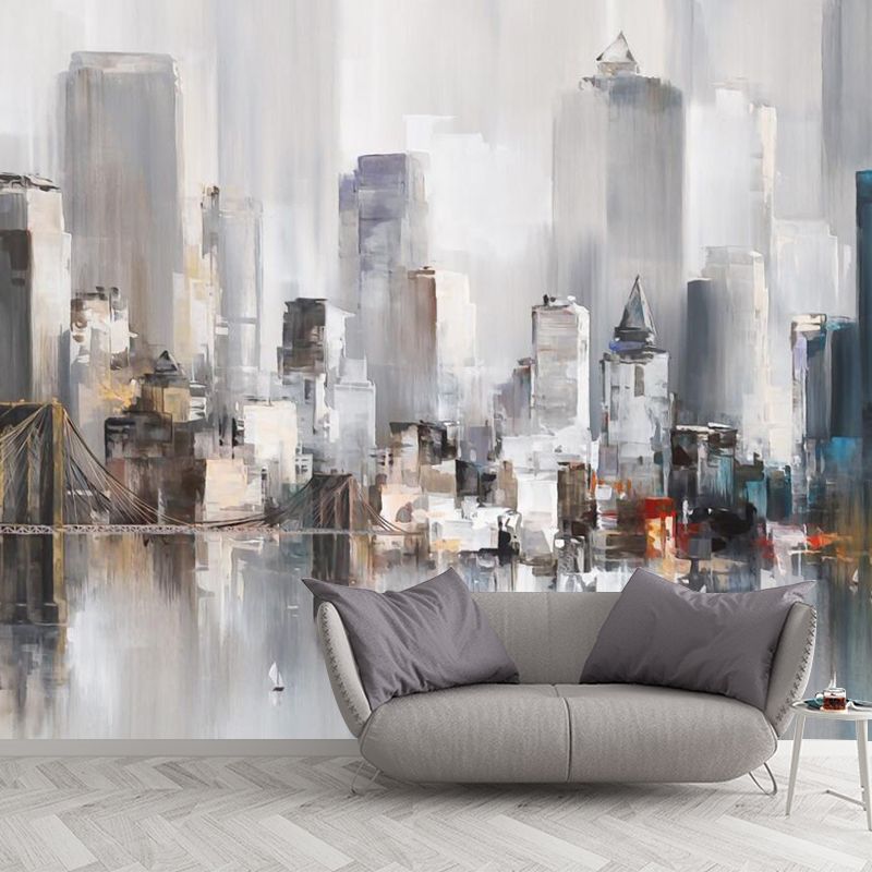 Moisture-Resistant Metropolis Wall Mural Decal Extra Large Simple Wall Covering for Meeting Room Decoration