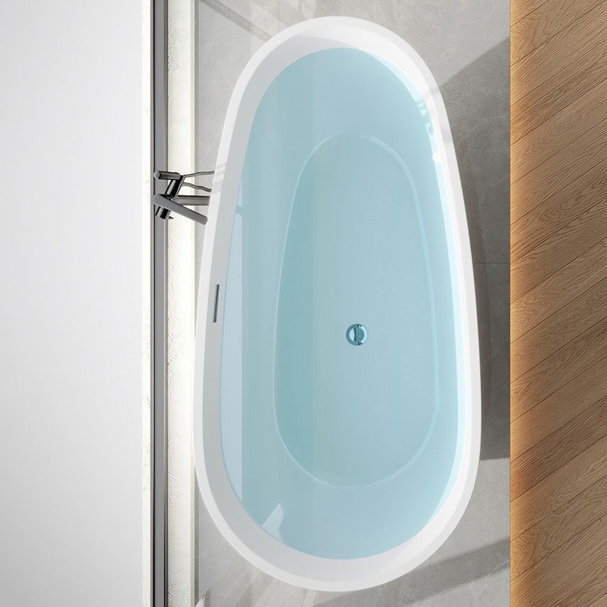 Acrylic Freestanding Bath Oval White Modern Back to Wall Bathtub