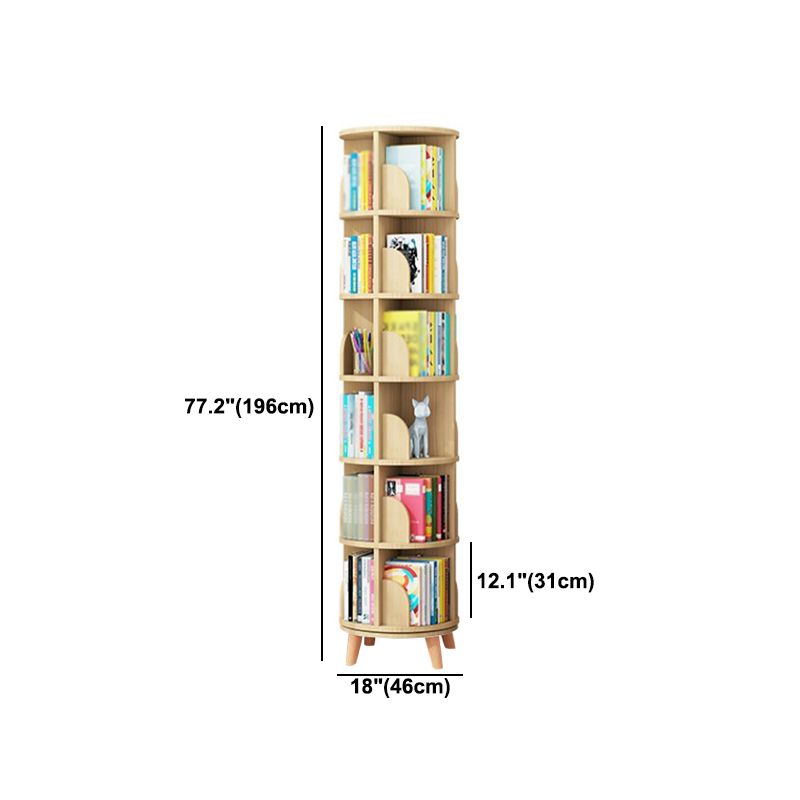 Solid Wood Bookshelf Contemporary Style Natural Bookcase for Home Office