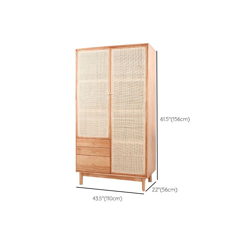 Clothes Rail Wardrobe Cabinet Solid Wood Modern Wardrobe Armoire