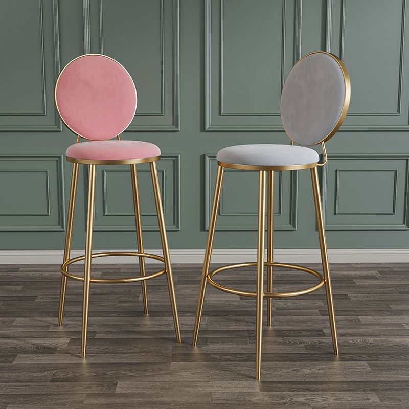 Glam Metal Upholstered Bar Stool Bristol Barstool with Iron Legs and Low Cushion Back