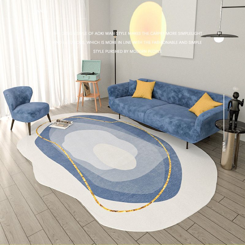 Stylish Color-Blocked Area Carpet Polyester Area Rug Stain Resistant Area Rug for Living Room