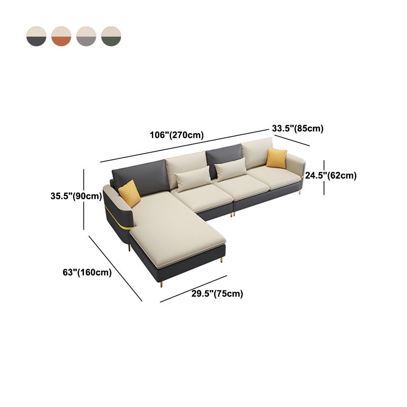 Contemporary 4-Seater Sectional with Square Arms for Living Room