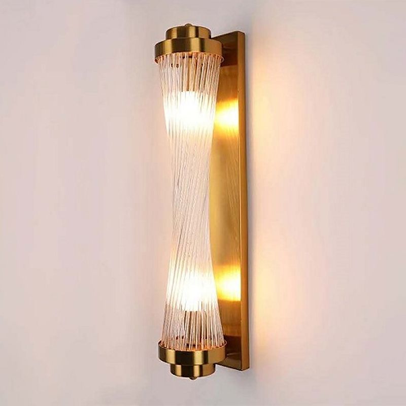 Contemporary Sconce Light Fixture Gold Shaded Wall Light Fixture with Crystal Shade
