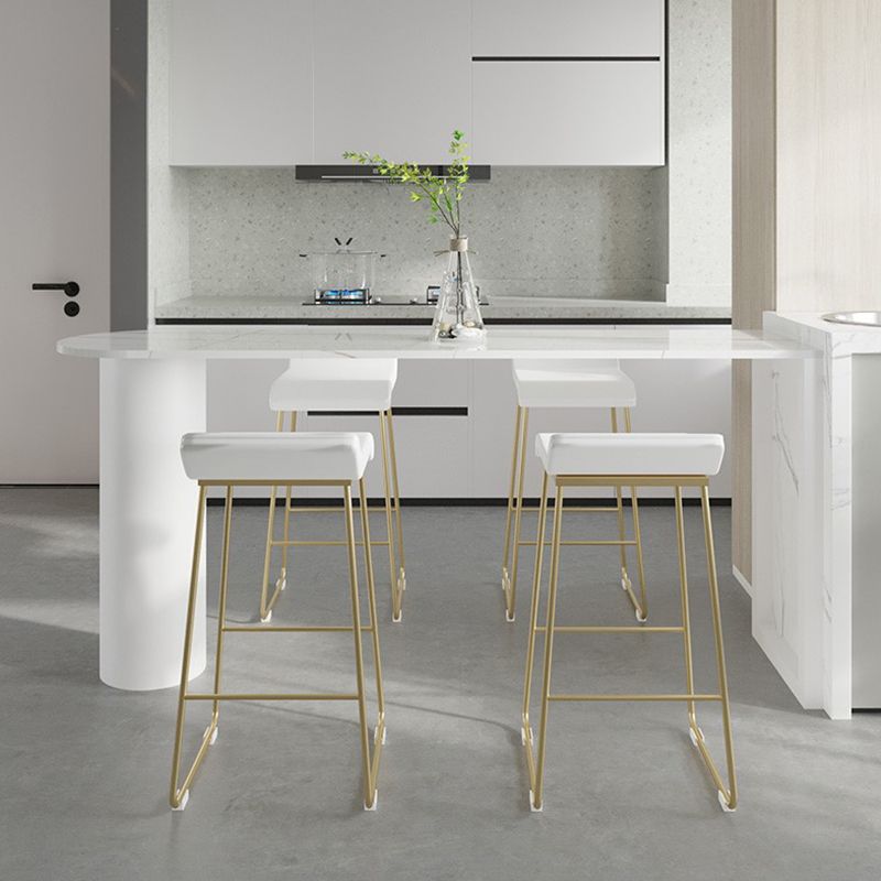 PU Leather Barstools Industrial Metal Armless Bar Stool with Footrest