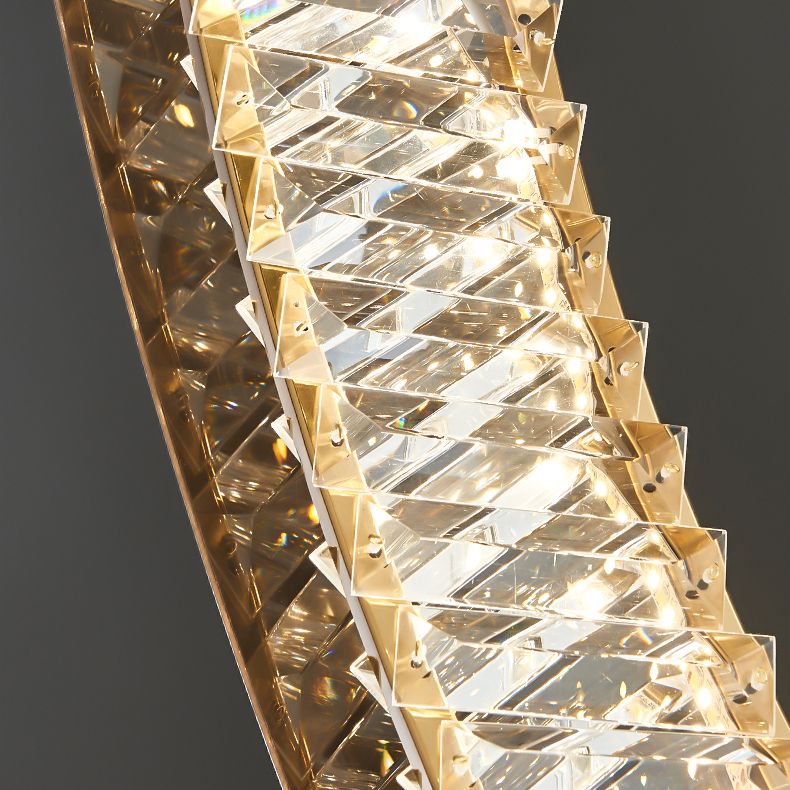 Crystal Circular LED Pendant Light in Modern Luxury Style Stainless-Steel Chandelier for Bedroom