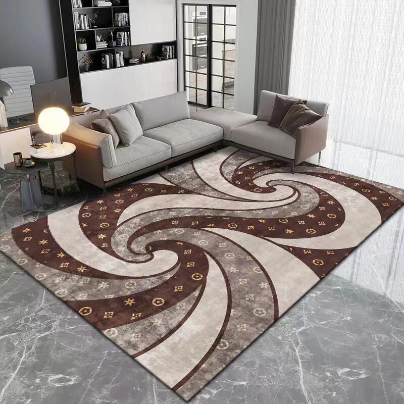 Light Brown Minimalist Rug Polyester Striped Rug Stain Resistant Rug for Living Room