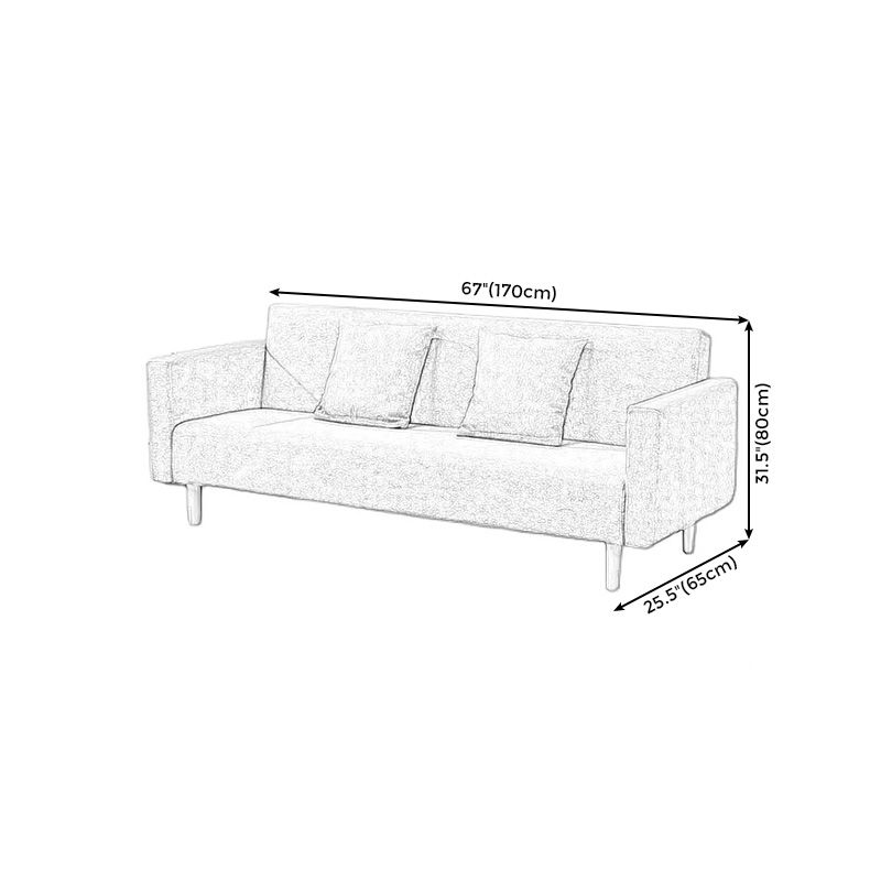 Cotton Blend Loose Back Square Arm Slipcovered Convertible Sofa Bed for Apartment