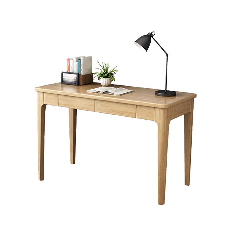 2 Drawers Task Desk Rectangular Shaped Office Desk in White/Brown/Natural