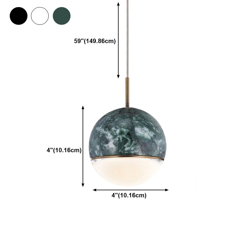 Marble Globe Hanging Light Fixture Postmodern Dining Room LED Pendant Light