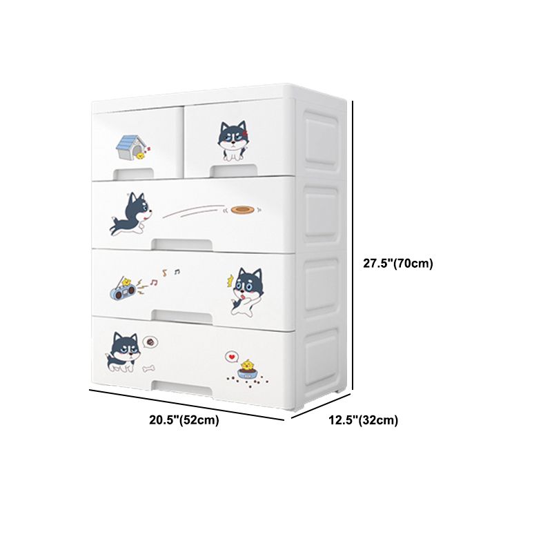 Contemporary Wardrobe White Color Plastic Wardrobe Closet with Drawers