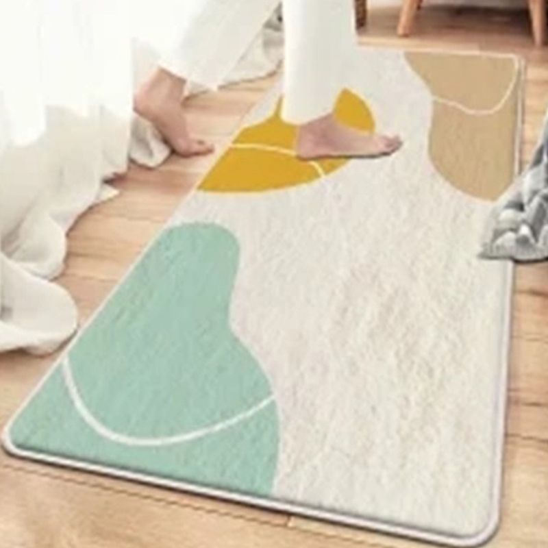 Beige Modern Rug Polyester Color Piece Rug Non-Slip Backing Rug for Living Room