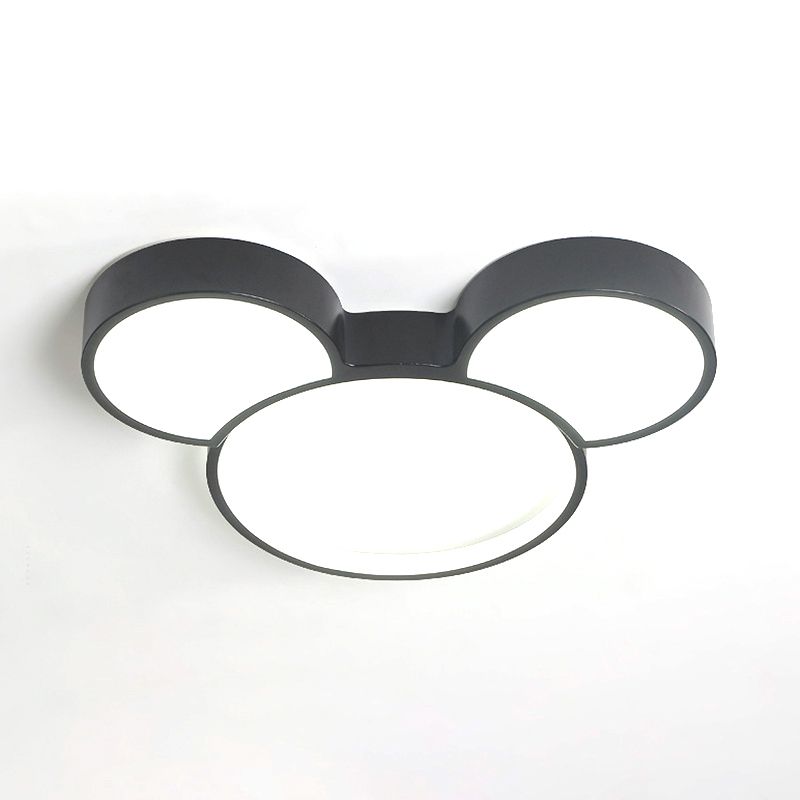Acrylic Cartoon Mouse Ceiling Lamp Modern Simple LED Ceiling Mount Light in Black for Child Bedroom