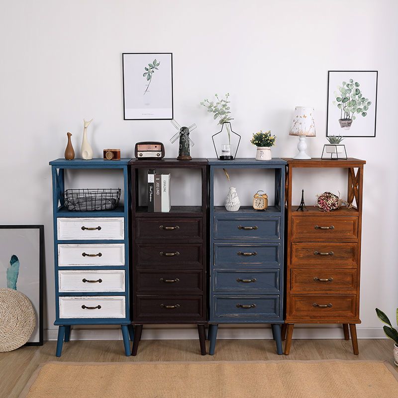 Contemporary Wood Accent Chest with Drawers and Shelf 12.59" Wide