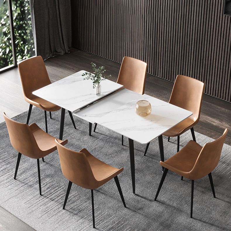 51.18''L Minimalist Sintered Stone Table Rectangle Extendable Dining Table for Kitchen