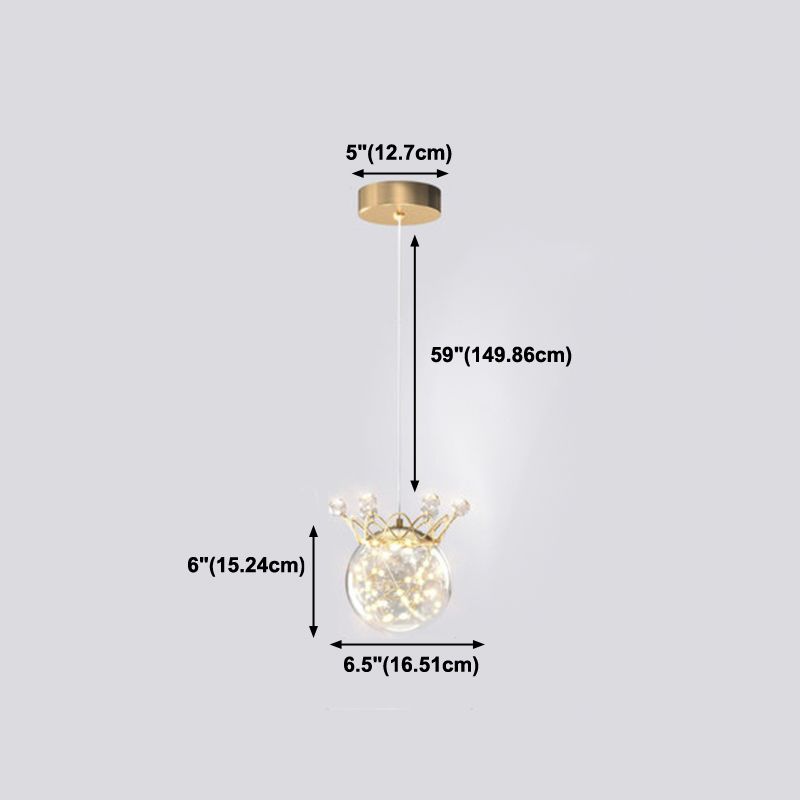 1 Light Spherical Hanging Pendant Modern Style Glass Hanging Lighting for Bedside