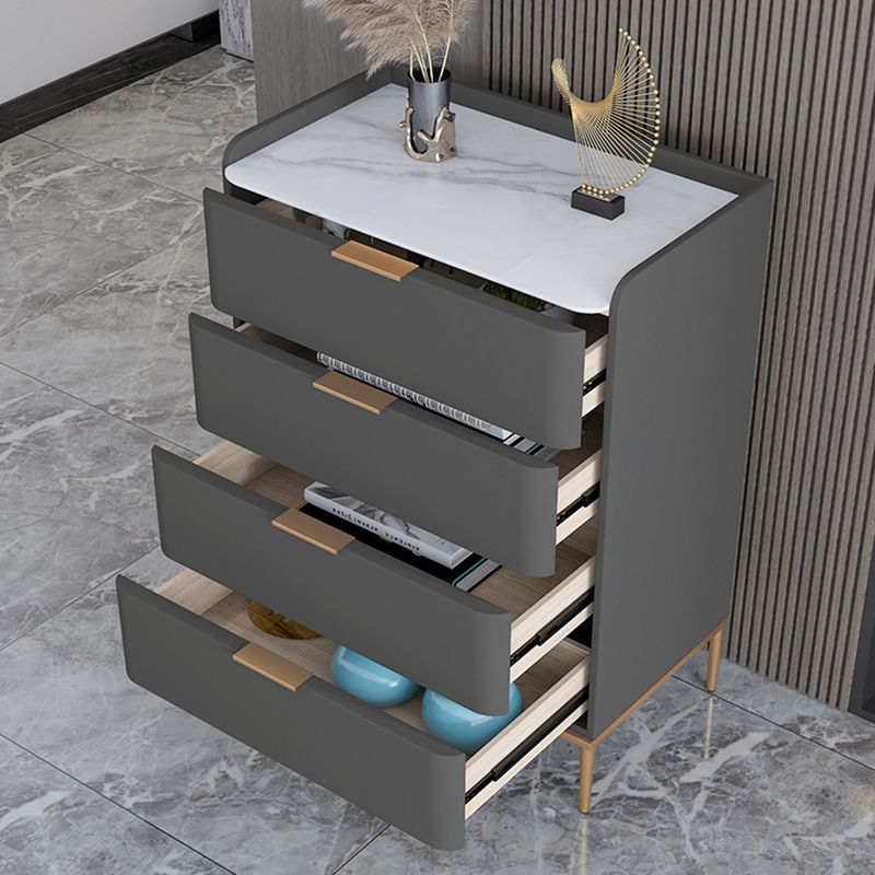 Glam Stone Storage Chest Bedroom 15.7" Wide Vertical Chest with Drawers