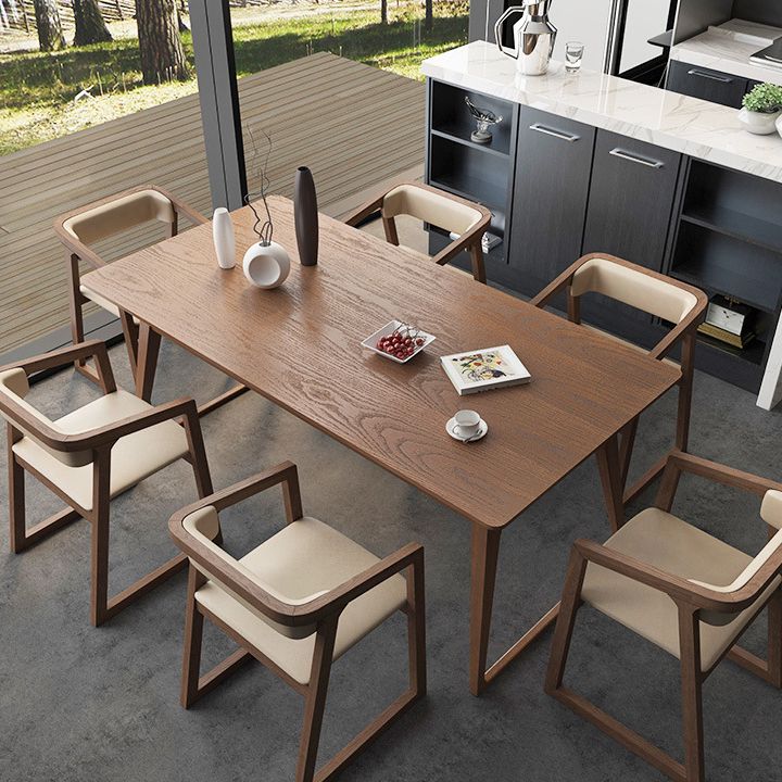 Pine Wood Dining Table Industrial Rectangle Table with Sled Base