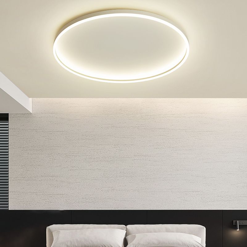 Round Shape Flush Mount Lighting Modern Flush Mount in White Finish