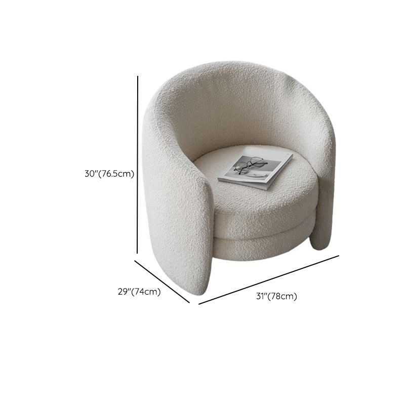 White Fixed Back Lounge Chair Arms Included Barrel Chair for Living Room