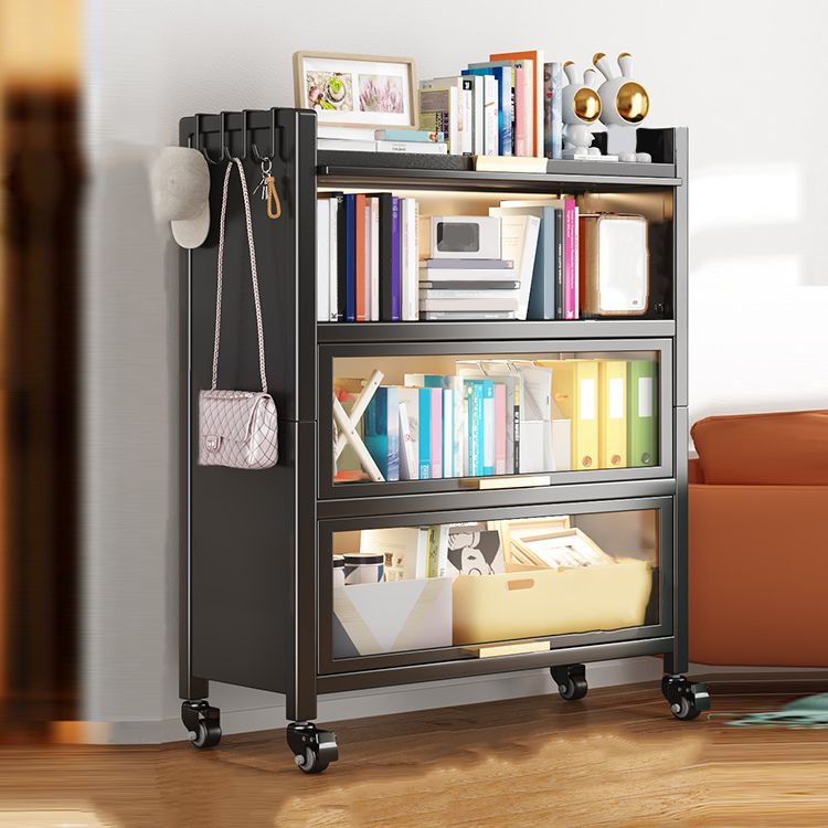 Metal Bookcase, 14.5" W, Geometric Multi Tiers Bookcase Shelves