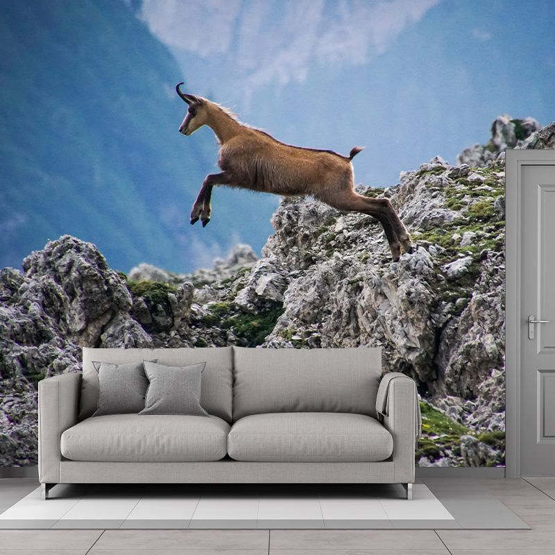 Customized Antelope Wall Mural Wallpaper Horizontal Photography for Sitting Room