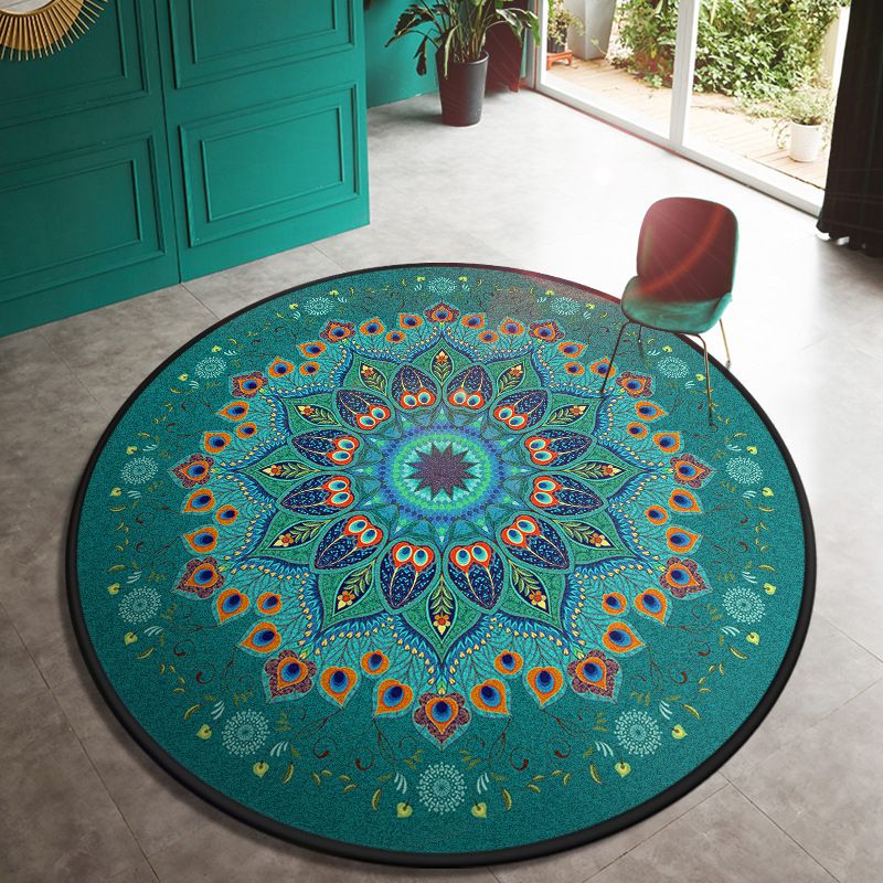 Multi Color Door Rug Moroccan Floral Area Carpet Synthetics Anti-Slip Stain Resistant Pet Friendly Rug