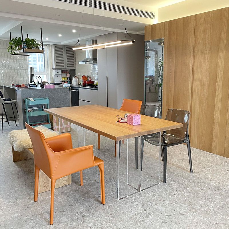 Modern Style Dining Table Rectangle  Brown Table for Home Kitchen