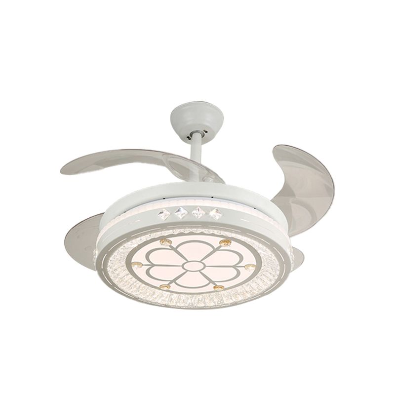 Simpulla Light a fiiling semifulò da 19 "Luce a filo rotondo a sospensione con tonalità acrilica, 4 lame
