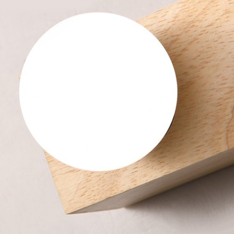 Square Shape Wood Vanity Lights Modern Style 3/4/5 Lights Vanity Light Fixtures in Brown