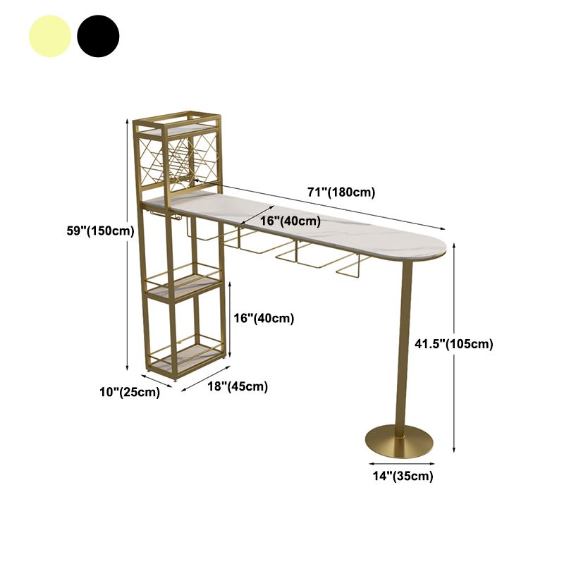Modern 1/3 Pieces Bar Table Set Stone Counter Table with Stools for Kitchen