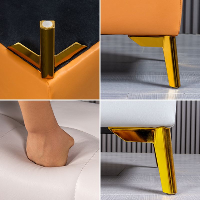 Glam Pouf Ottoman PU Leather Upholstered Solid Color Tufted Square Ottoman with Storage