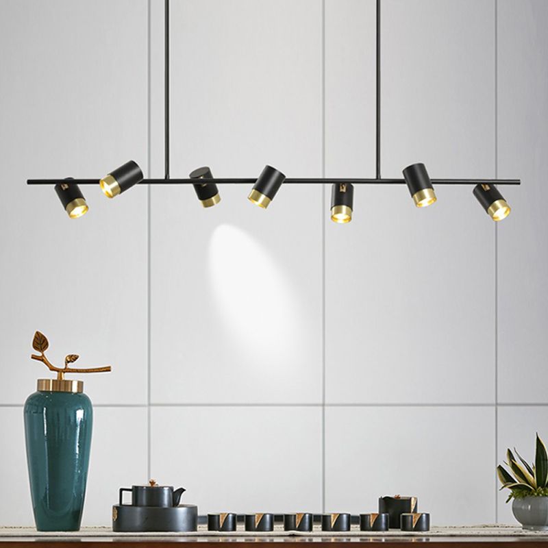 Contemporary Style Cylinder Island Lighting Ideas Metal Island Light Fixtures in Black