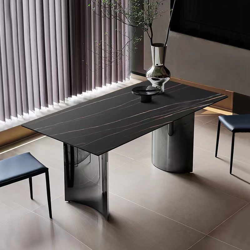 Industrial Dinner Table Stone Rectangle Dining Site Table for Home