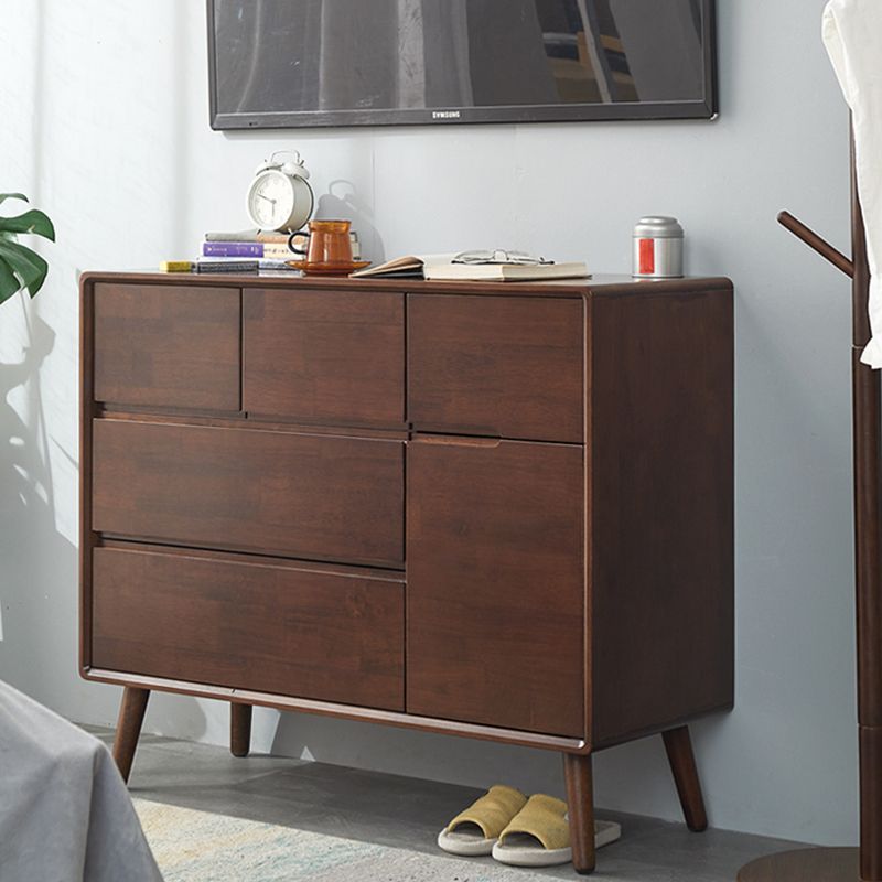 13.77" Wide /15.35" Wide Accent Cabinet Solid Wood 3/4/5  Drawers Cabinet in Brown