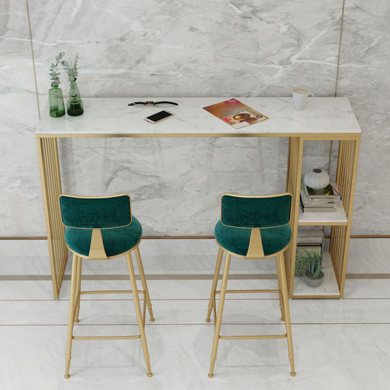 Glam Style Rectangle Counter Table Marble Top 42-inch Height Table for Dining Room