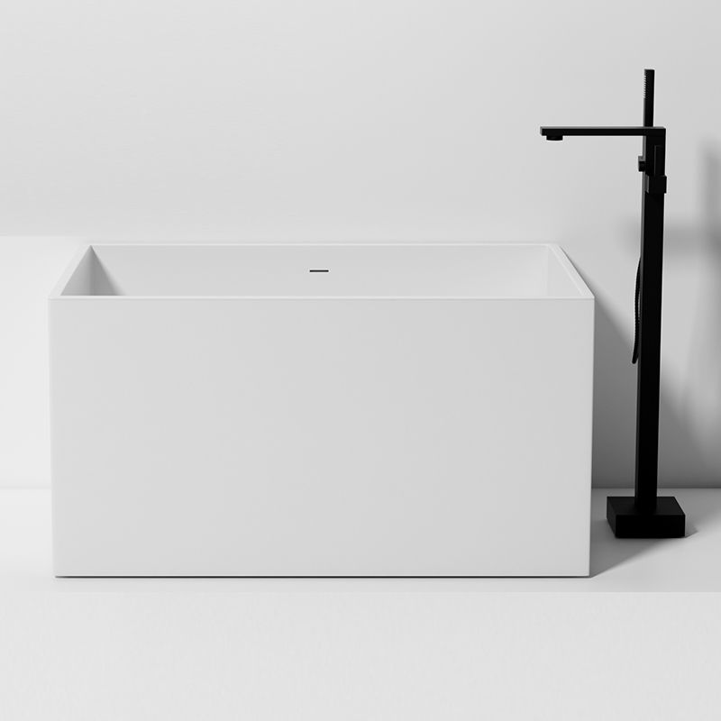 Stone Rectangular Bathtub Modern Soaking Bathtub for Bathroom , 27.56-inch Wide