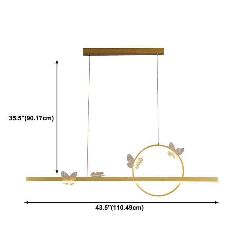 Colgante moderno de la isla de mariposa de oro de la isla de metal para el comedor