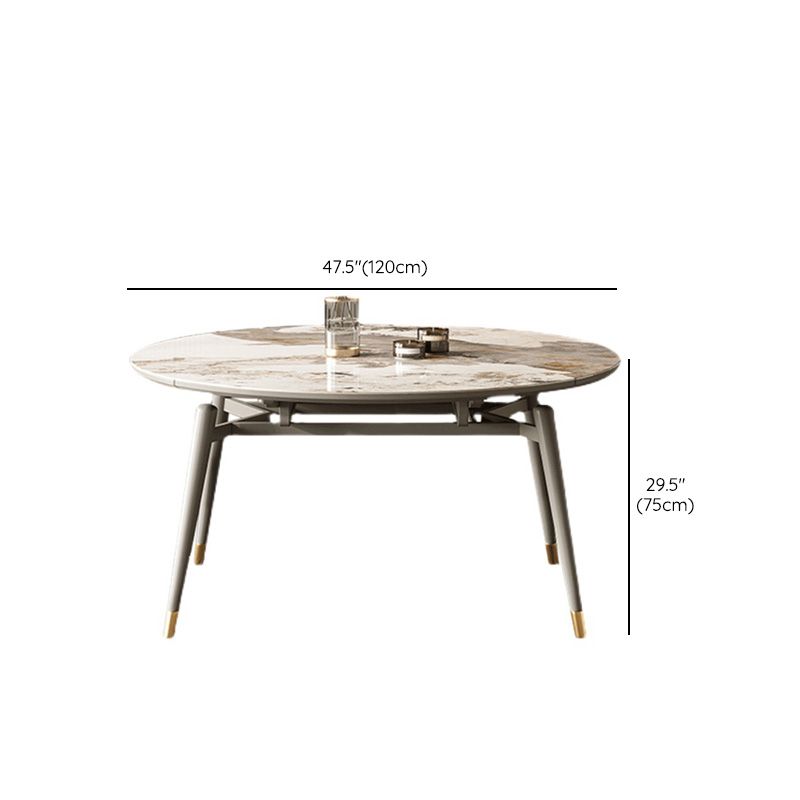 Modern Round Dining Table Sintered Stone Table with Wood Legs for Home Use